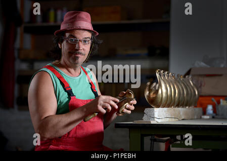 Berlin, Germany, Thorsten Knaak, head of the Sculpture Foundry Knaak Stock Photo