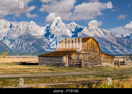 John Moulton Barn along Mormon Row in Grand Teton National Park, Wyoming Stock Photo