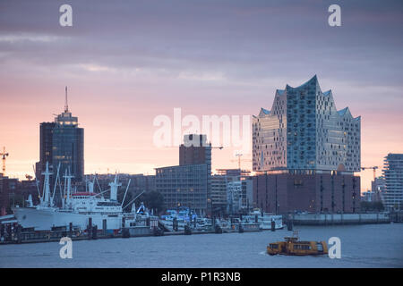 Hamburg, Germany, skyline from the port of Hamburg with Elbphilharmonie Stock Photo