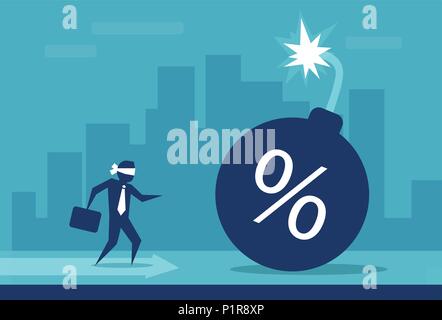 Flat style illustration of man being in danger after borrowing big sum of money. Stock Vector