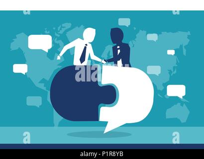 Illustration of men shaking hands building connections and coworking. Stock Vector