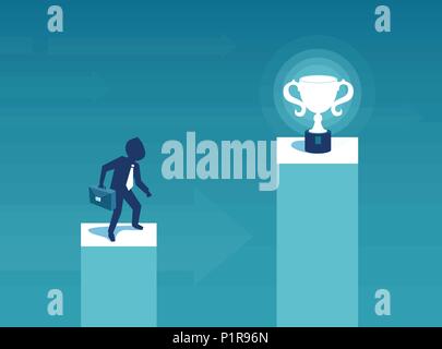 Vector illustration of man motivated with reward in case of success. Stock Vector