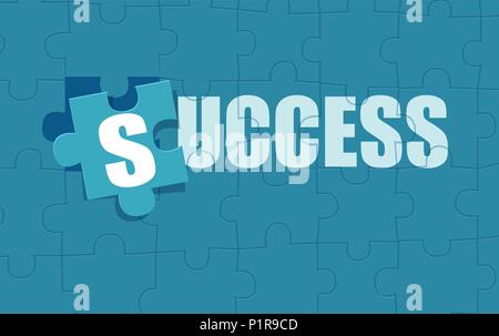 Vector flat style picture of puzzle jigsaw composed in word Success. Stock Vector