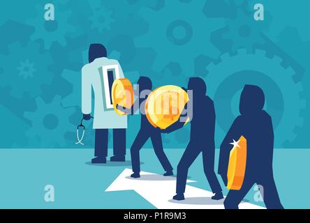 Vector concept illustration of people spending money on medicine and healthcare. Stock Vector