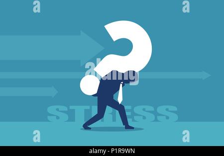 Vector of a business man carrying a big question mark on his back Stock Vector