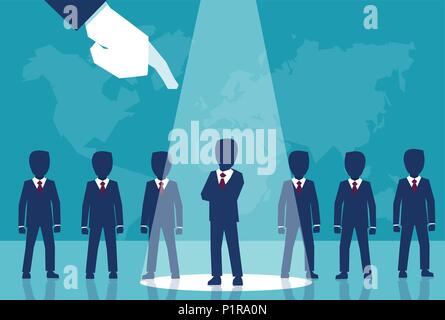 Vector style of crop corporate boss choosing one qualified man from row of candidates Stock Vector