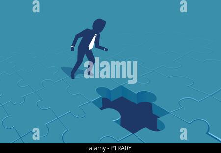 Vector of a business man looking at a missing puzzle Stock Vector