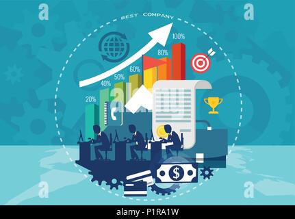 Concept of corporate success and teamwork. Vector illustration Stock Vector