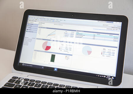 Winnipeg, Manitoba / Canada - June, 12 2018: Sage50 software displayed on laptop. Accounting Software. Screen Close-up. Stock Photo