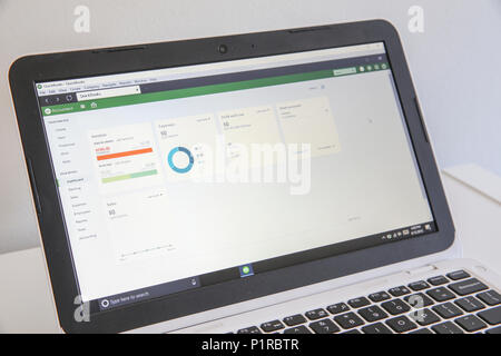 Winnipeg, Manitoba / Canada - June, 12 2018: QuickBooks software displayed on laptop. Accounting Software. Screen Close-up. Stock Photo