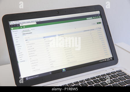 Winnipeg, Manitoba / Canada - June, 12 2018: QuickBooks software displayed on laptop. Accounting Software. Screen Close-up. Stock Photo