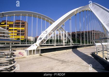Felipe II or Bac de Roda bridge (by architect: Santiago Calatrava). Stock Photo