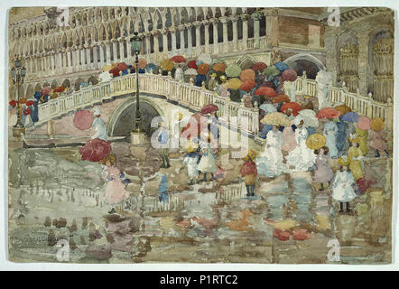 'Umbrellas in the Rain' by Maurice Prendergast, 1899 Stock Photo