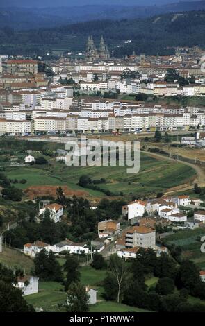 Santiago de Compostela; view from the Monte del Gozo hill. Stock Photo