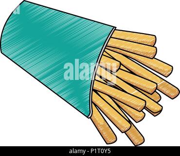 Frnech fries in box scribble Stock Vector