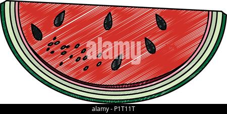 Watermelon sliced fruit scribble Stock Vector