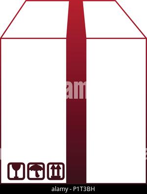 Cardboard box isolated red lines Stock Vector