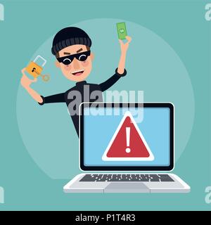 Hacker and security system Stock Vector