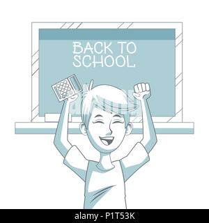 Happy student boy cartoon Stock Vector