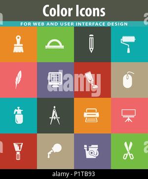 Art tools easy flat web icons for user interface design Stock Vector