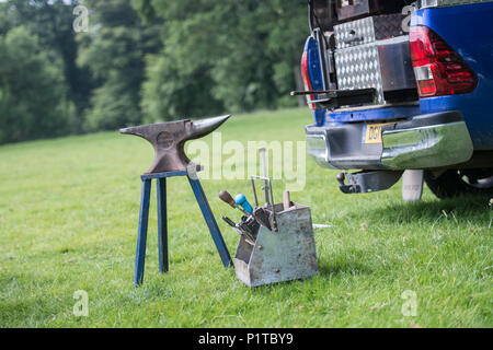 farriers tools and anvil Stock Photo