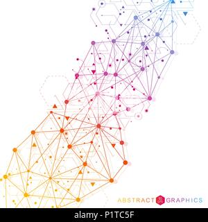 Science network pattern, connecting lines and dots. Global network ...