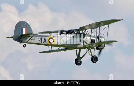 Fairey Swordfish W5856 owned by the Royal Navy Historic Flight - design by the Fairey Aviation Company for the Fleet Air Arm as a torpedo bomber Stock Photo