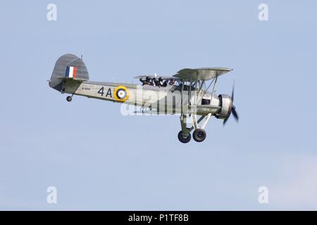 Fairey Swordfish W5856 owned by the Royal Navy Historic Flight - design by the Fairey Aviation Company for the Fleet Air Arm as a torpedo bomber Stock Photo