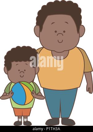 Afro dad with boy Stock Vector