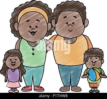 Cute family cartoon scribble Stock Vector