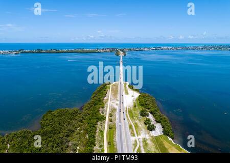 Causeway to Holmes Beach on Anna Maria Island is a Popular Florida tourist destination with beaches on the Gulf of Mexico Stock Photo