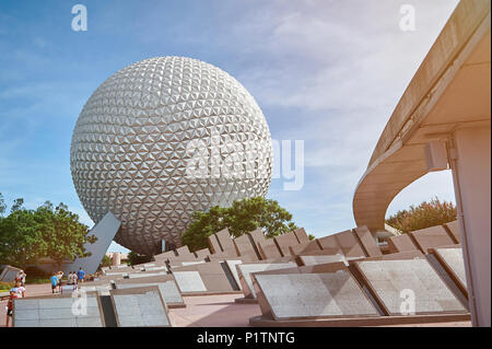 New york, USA - August 30, 2012: Epcot disney park. People playing in big disney world park on sunny day Stock Photo
