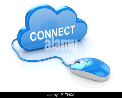 Computer Mouse with Cloud , This is a 3d rendered computer generated image. Isolated on white. Stock Photo