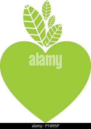 heart and leafs ecology icon Stock Vector
