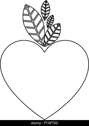 heart and leafs ecology icon Stock Vector