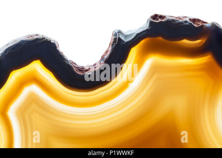 Abstract background - light brown agate slice mineral isolated on white background Stock Photo