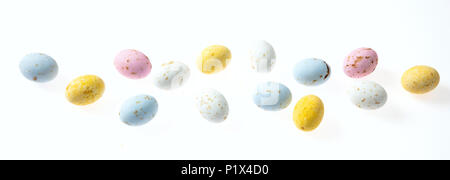 Season holidays concept. Colorful Easter eggs, cut out and isolated on white background, banner, Stock Photo