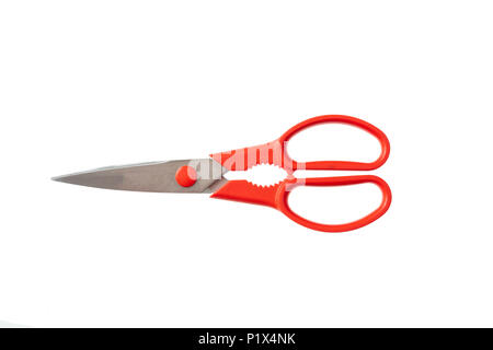 Kitchen concept. Red scissors cut out, isolated on a white background Stock Photo