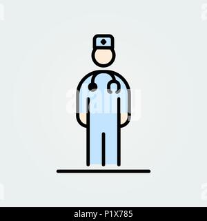 Medicine doctor icon avatar simple flat style illustration. Stock Vector