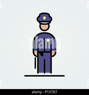 Policeman icon avatar simple flat style illustration. Stock Vector