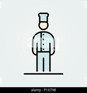 Chef icon avatar simple flat style illustration. Stock Vector