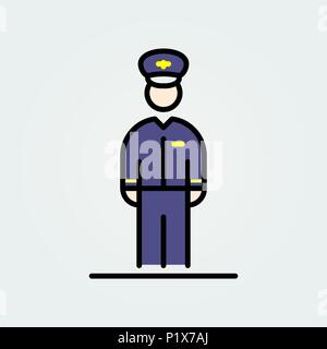 Aviation pilot icon avatar simple flat style illustration. Stock Vector