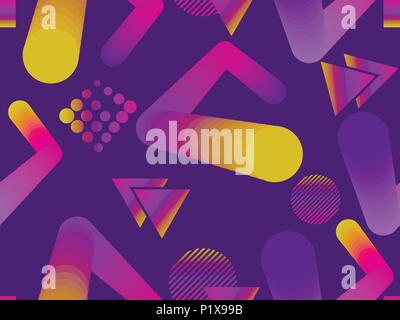 Liquid color shape seamless pattern. Geometric elements memphis, style of the 80s. Modern colorful objects. Vector illustration Stock Vector