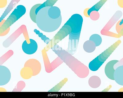 Liquid color shape seamless pattern. Geometric elements memphis, style of the 80s. Modern colorful objects. Vector illustration Stock Vector