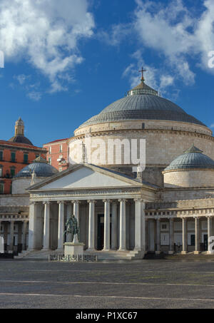 Church San Francesco di Paola, Plebiscito Square ( Piazza del Plebiscito ) in Naples, Italy Stock Photo