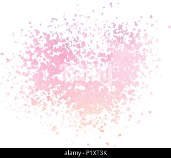 Hand painted watercolor pink and purple splatter texture isolated on the white background. Vintage vector spray effect. Stock Vector