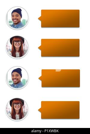 Chat conversation profiles messaging with blank speech bubbles Stock Photo