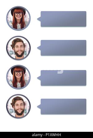 Chat conversation profiles messaging with blank speech bubbles Stock Photo