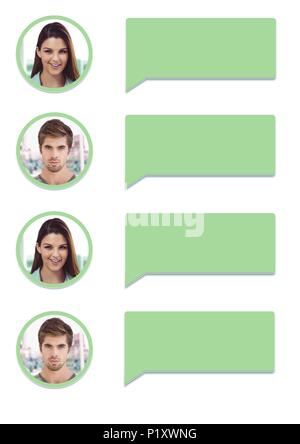 Chat conversation profiles messaging with blank speech bubbles Stock Photo