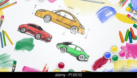 Sketch of cars hand drawing and creative art objects Stock Photo - Alamy